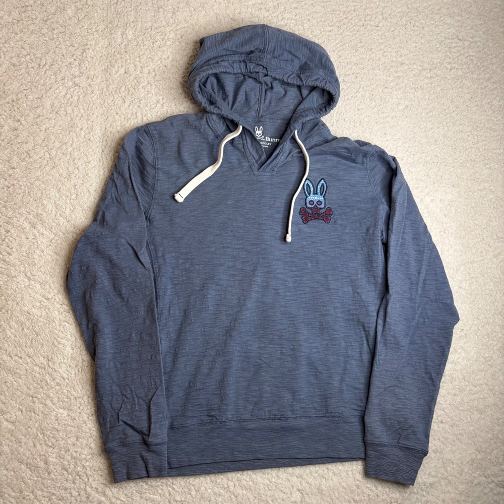 Psycho Bunny Robert Godley Blue Slub Hoodie warwick stars B6H809J1PC Size 5